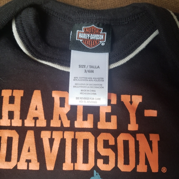 Harley Davidson Born to Ride Black Long Sleeve 3-6month Shirt - Picture 3 of 5